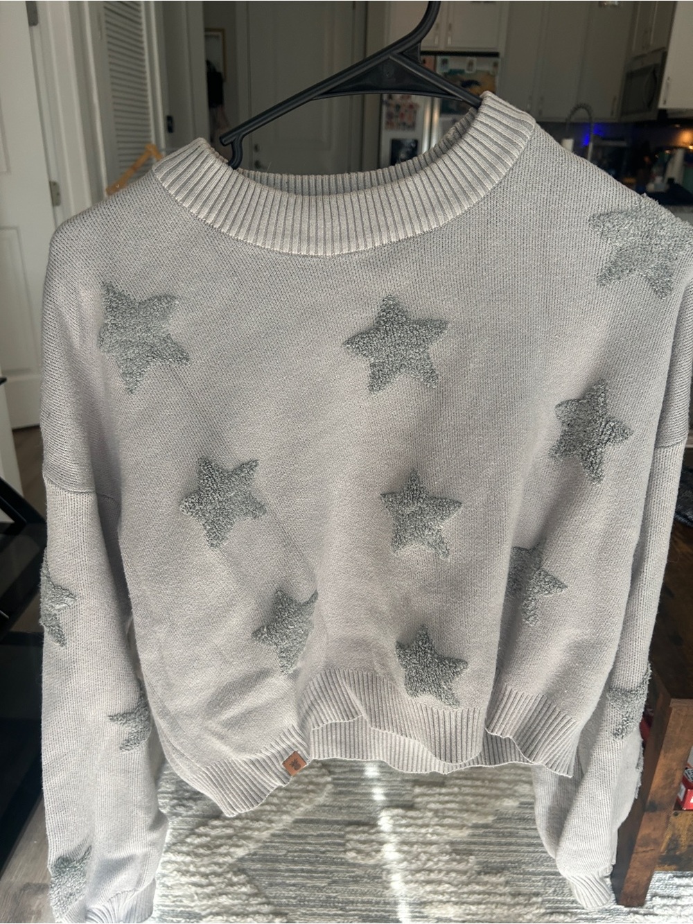 Simply Southern Light Gray Star Crewneck Sweater